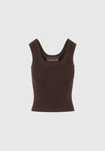 VS001 - Scoop Neck Ribbed Cotton Vest - Brown