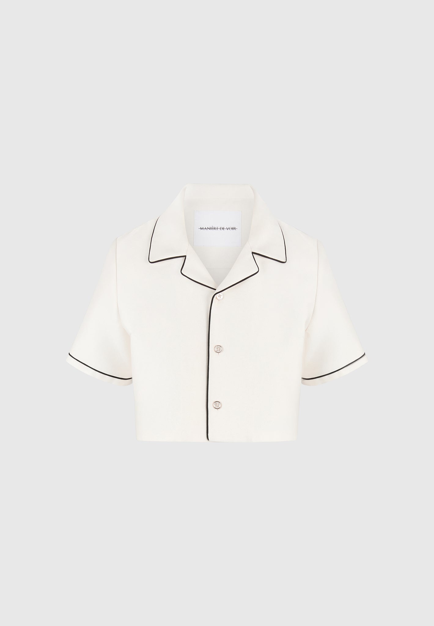 Maude - Satin Cropped Shirt with Piping - Off White