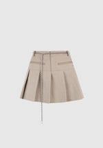 Elise - Tailored Pleated Skort with Belt - Pistachio