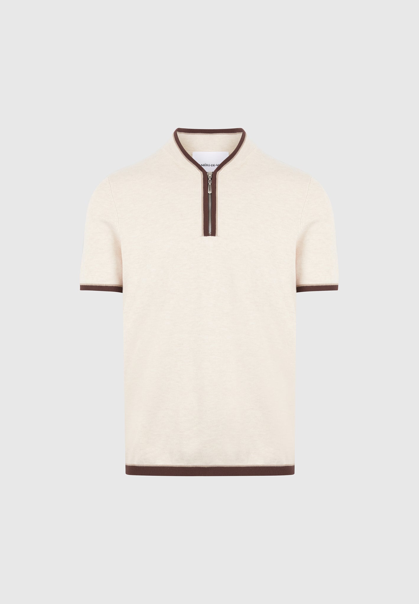 Clement - Crew Neck Zip Polo Shirt - Cream