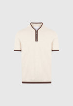Clement - Crew Neck Zip Polo Shirt - Cream
