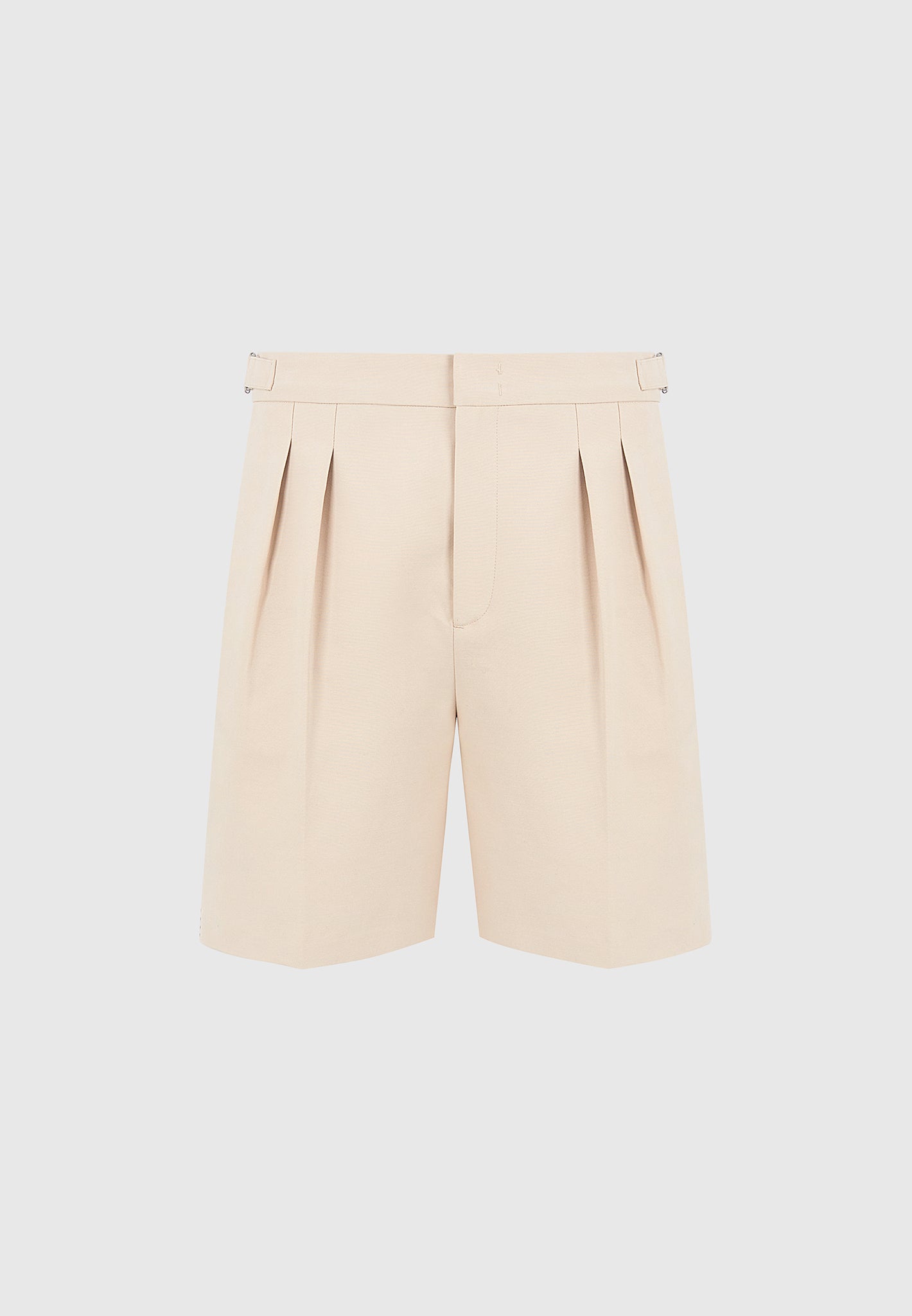 Victorin - Twin Pleat Chino Shorts with Stitch Detail - Beige