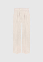Pierre - Relaxed Fit Pinstripe Pleated Tailored Trousers - Beige