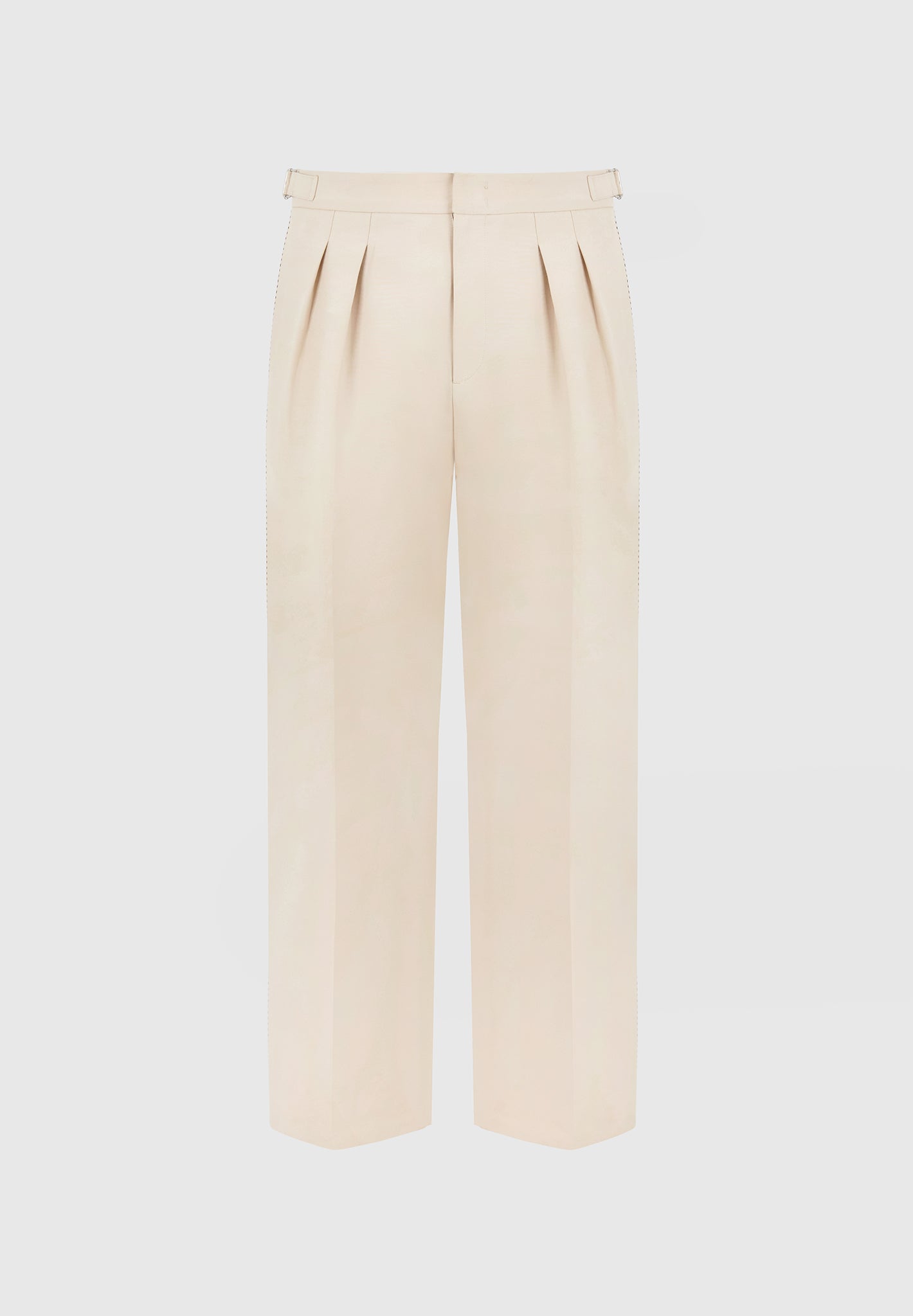 Nolan - Twin Pleat Chino Trousers with Stitch Detail - Beige