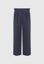 Marius - Twin Pleat Chino Trousers with Stitch Detail - Navy