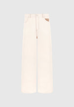 Lazare - Wide Leg Twill Jeans - Cream