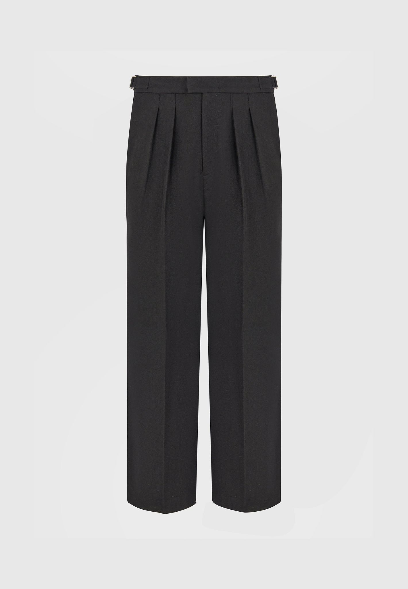 Pierre - Relaxed Fit Twin Pleat Tailored Trousers - Black
