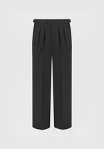 Pierre - Relaxed Fit Twin Pleat Tailored Trousers - Black