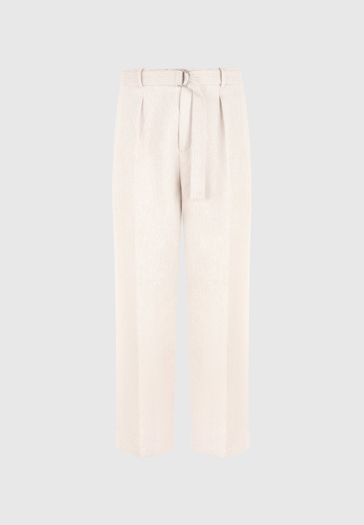 Loic -  Wide Leg Textured Trousers with Belt - Cream