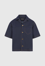 Carl - Boxy Denim Revere Shirt - Indigo