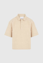 Simon - Boxy Textured Polo Shirt - Beige