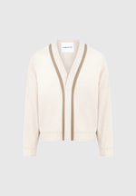 Alain - Linen Cardigan with Contrast Placket - Natural