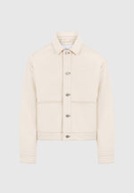 Damien - Denim Jacket with Back Pleat - Cream