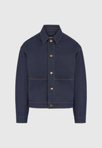 Damien - Denim Jacket with Back Pleat - Indigo