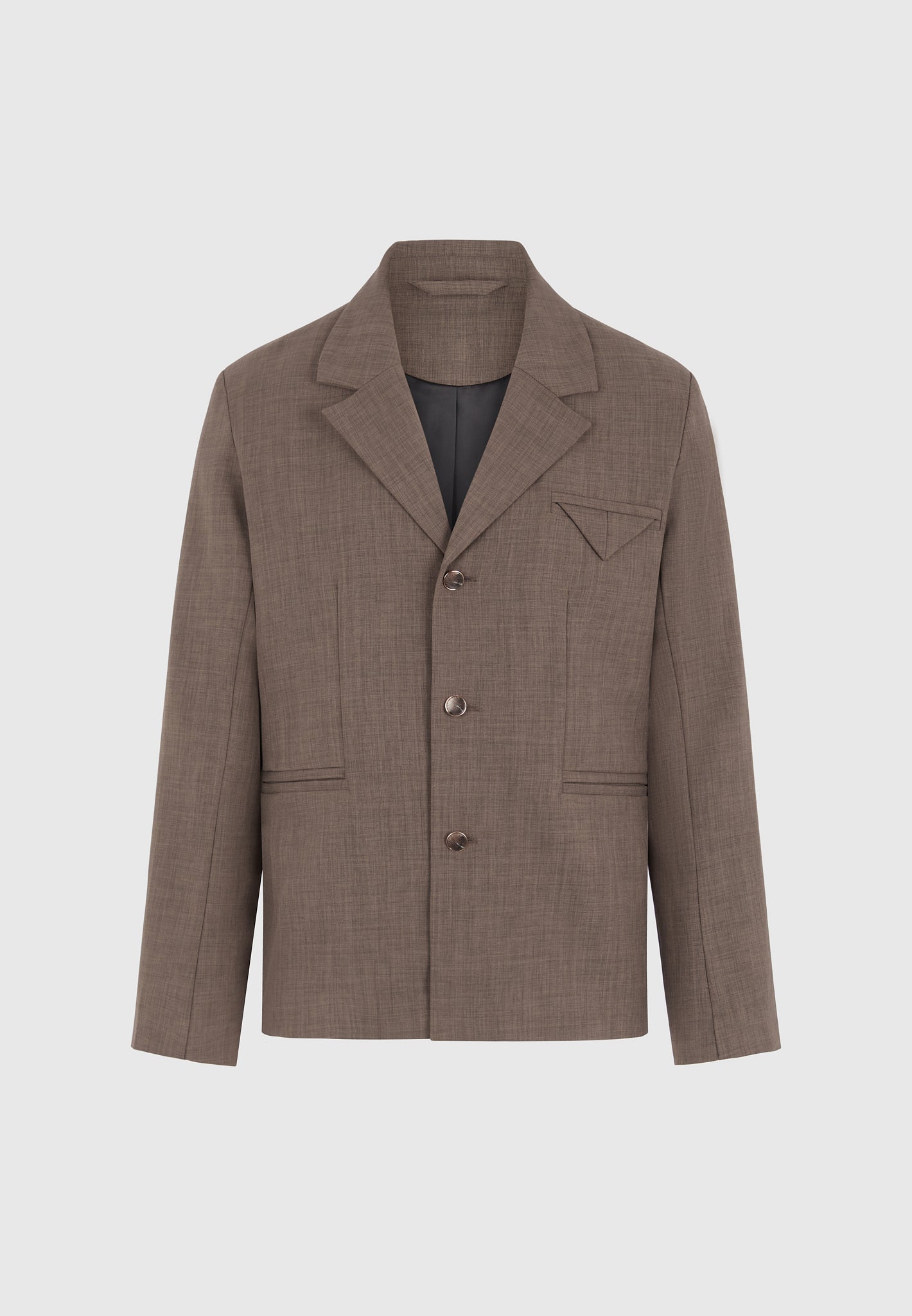 Bastien - Single Breasted Hatched Tailored Suit Jacket - Light Brown