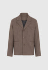 Bastien - Single Breasted Hatched Tailored Suit Jacket - Light Brown