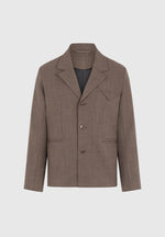 Bastien - Single Breasted Hatched Tailored Suit Jacket - Light Brown