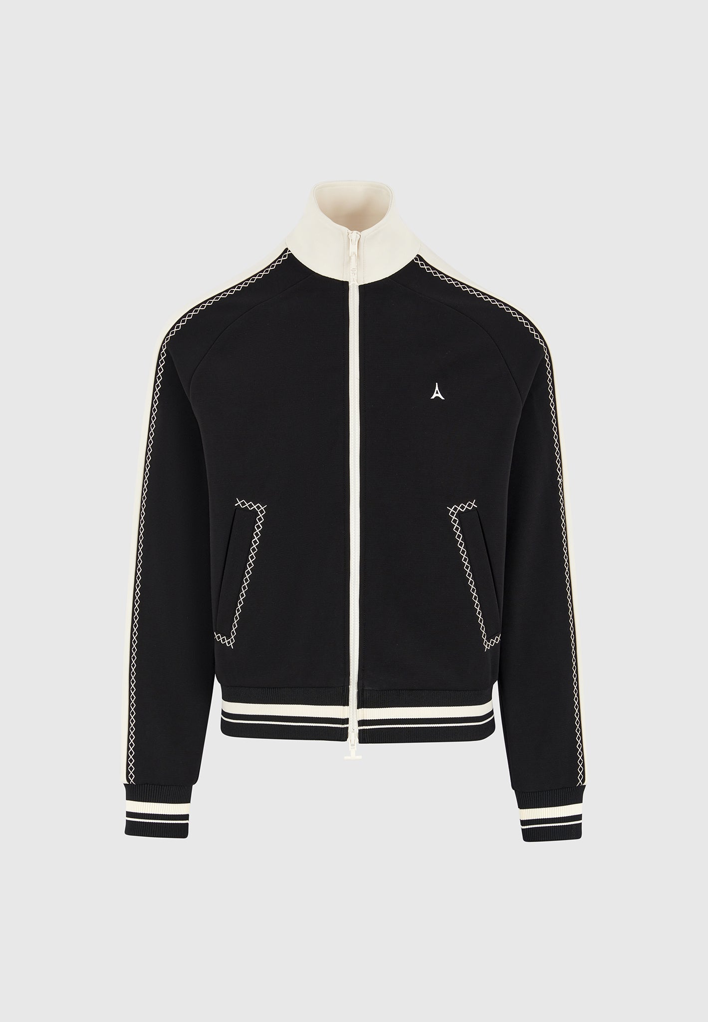Tristan - Contrast Whipstitch Raglan Track Jacket - Black