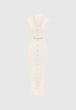Helene - Knitted Midaxi Dress with Belt - Beige