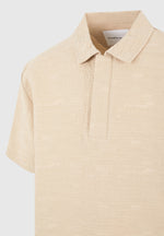 Simon - Boxy Textured Polo Shirt - Beige