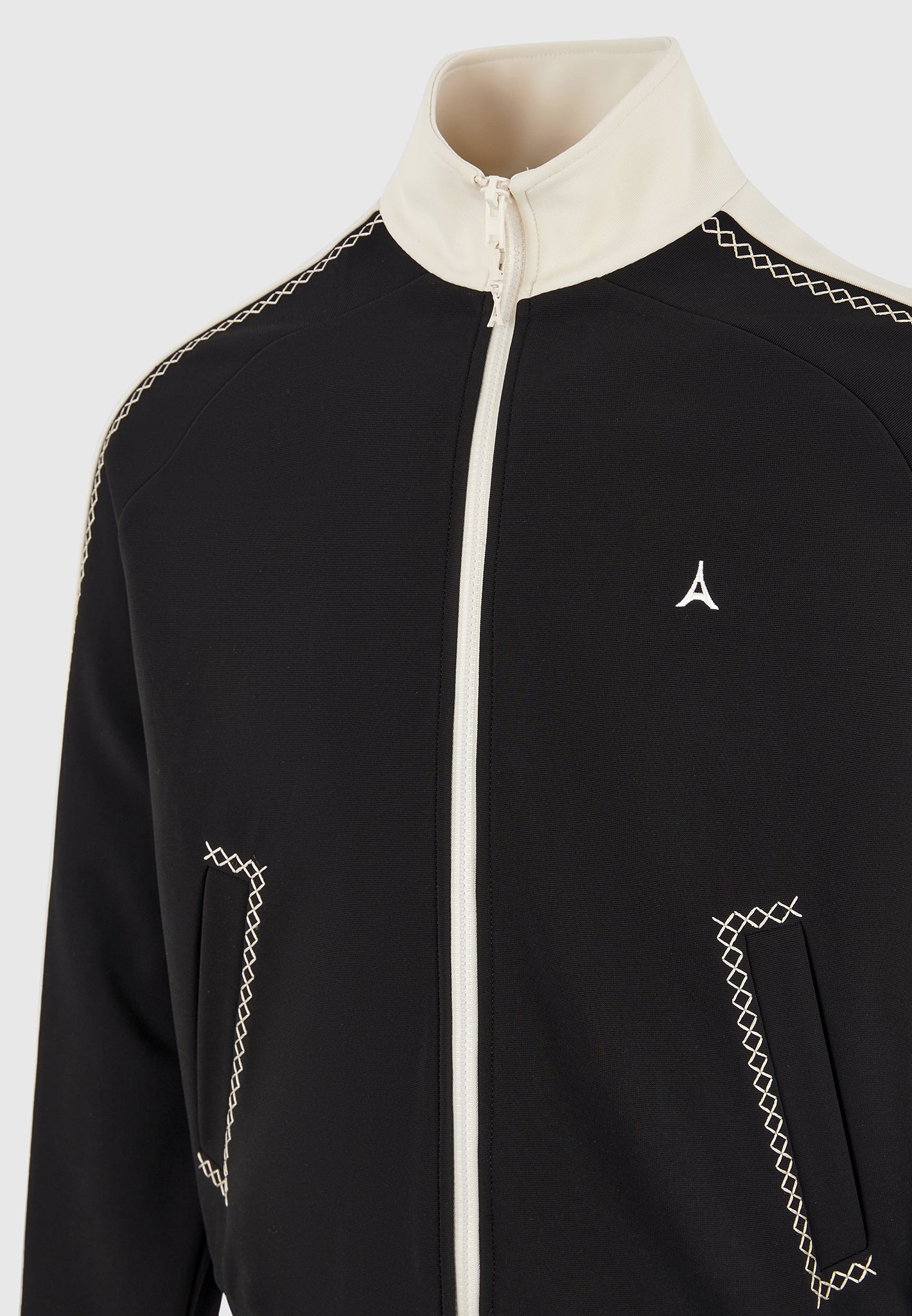 Tristan - Contrast Whipstitch Raglan Track Jacket - Black