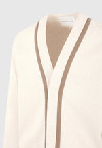 Alain - Linen Cardigan with Contrast Placket - Natural