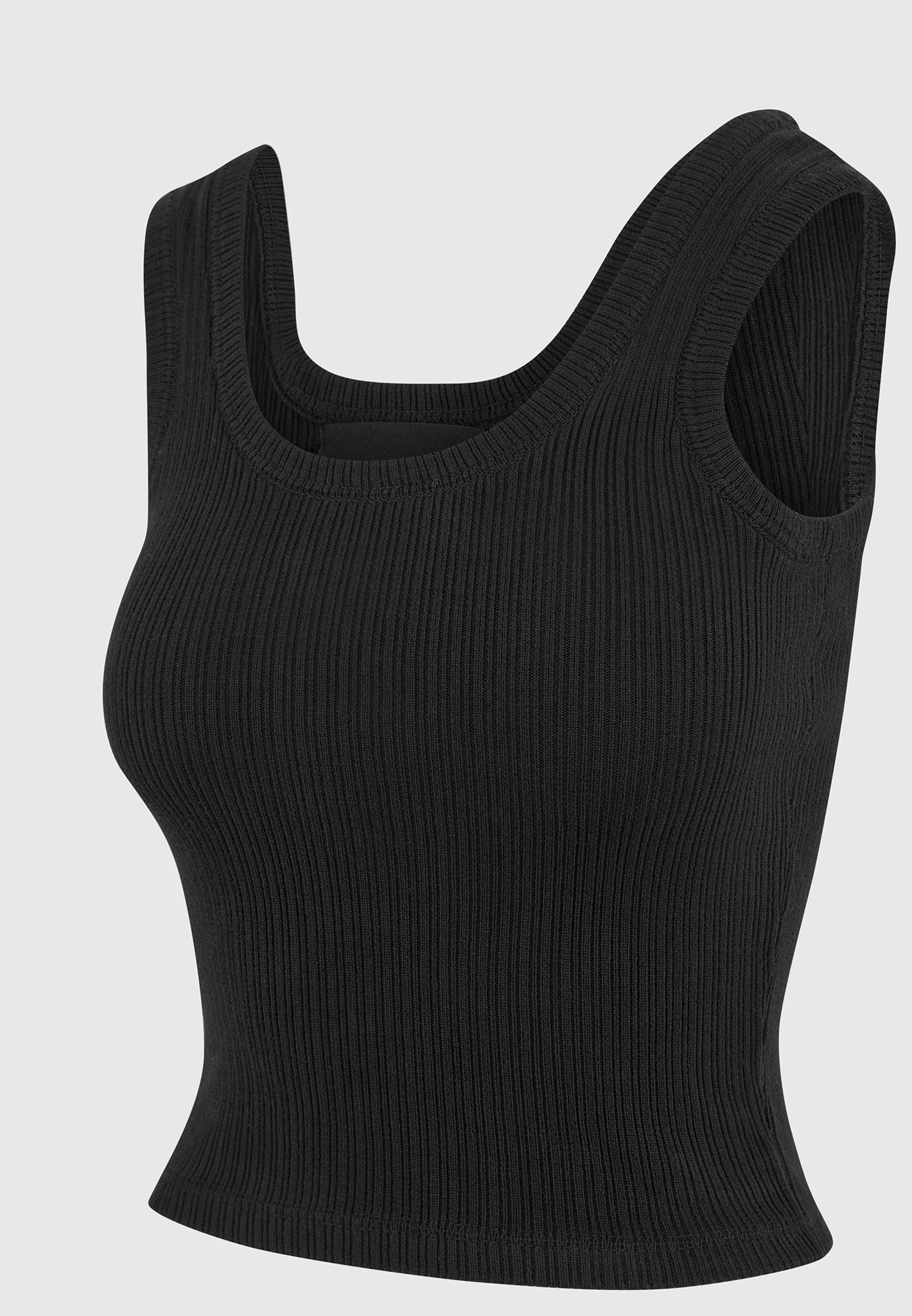 VS001 - Scoop Neck Ribbed Cotton Vest - Black