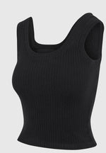 VS001 - Scoop Neck Ribbed Cotton Vest - Black