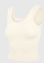 Liane - Scoop Neck Ribbed Vest - Cream