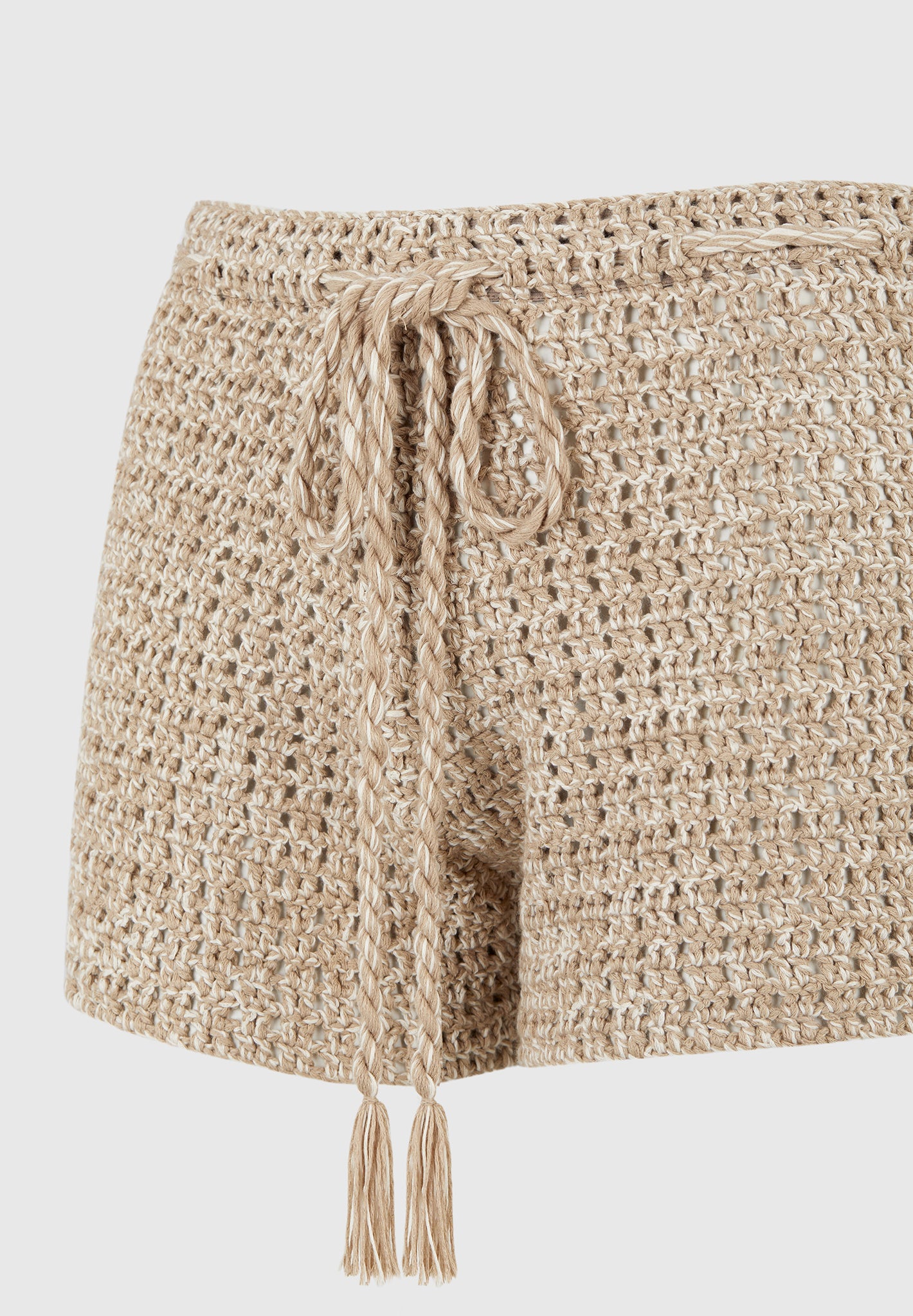 Agathe - Crochet Shorts with Drawcord - Natural