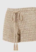 Agathe - Crochet Shorts with Drawcord - Natural