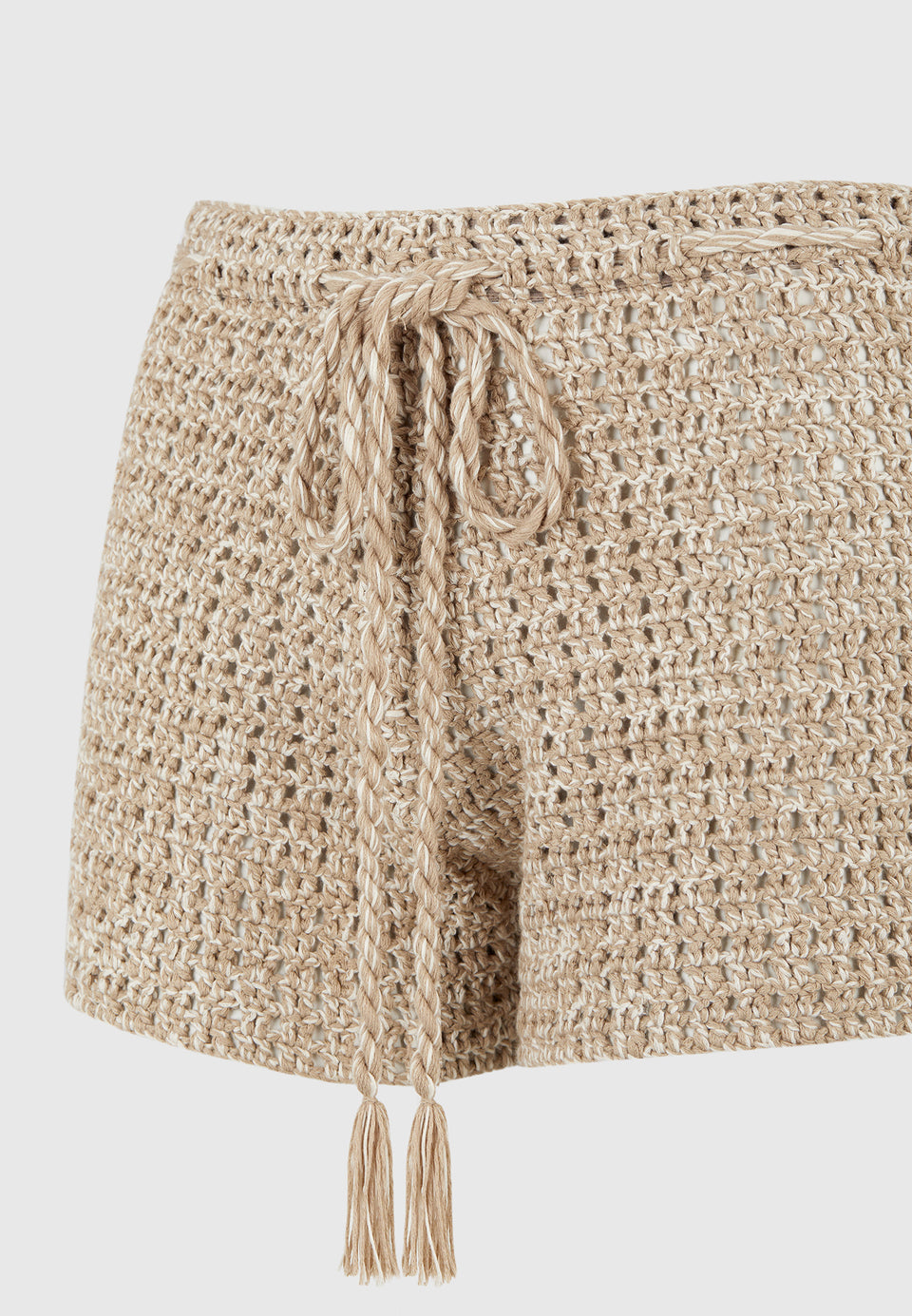 Agathe - Crochet Shorts with Drawcord - Natural