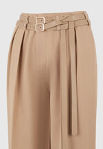 Pascale - Tailored Twin Belt Trousers - Dark Beige