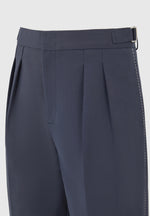 Nolan - Twin Pleat Chino Trousers with Stitch Detail - Navy