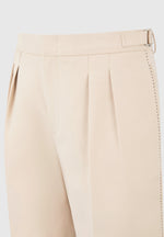 Nolan - Twin Pleat Chino Trousers with Stitch Detail - Beige