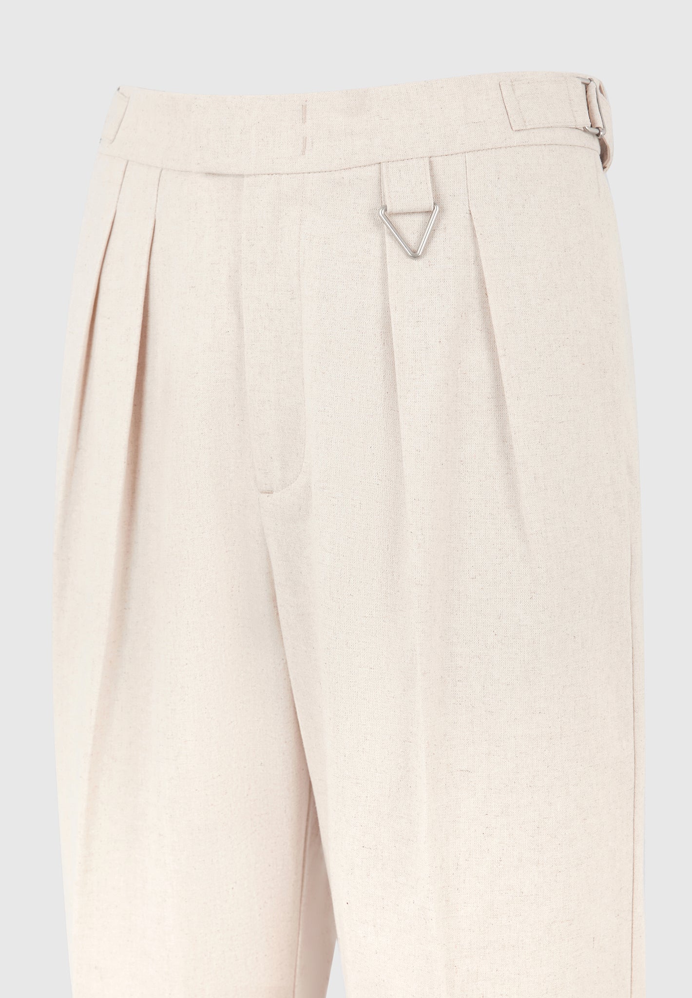 Pierre - Relaxed Fit Linen Pleated Tailored Trousers - Natural