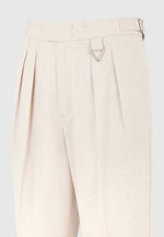 Pierre - Relaxed Fit Linen Pleated Tailored Trousers - Natural