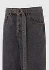 Adam -  Wide Leg Belted Jeans - Black Wash