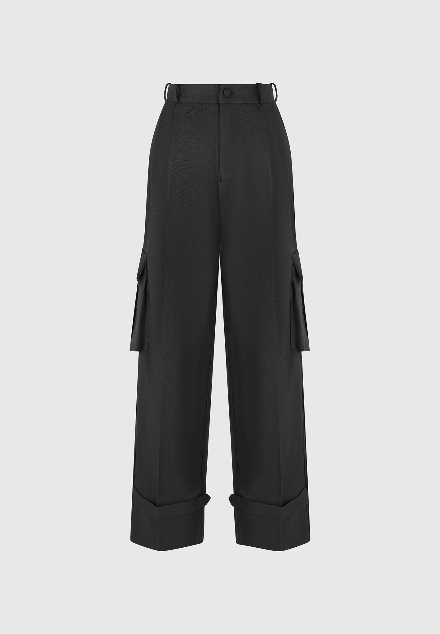 danielle-tailored-pleated-cargo-trousers-black
