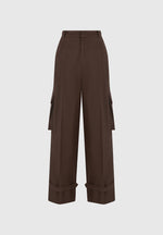 Danielle - Tailored Pleated Cargo Trousers - Brown
