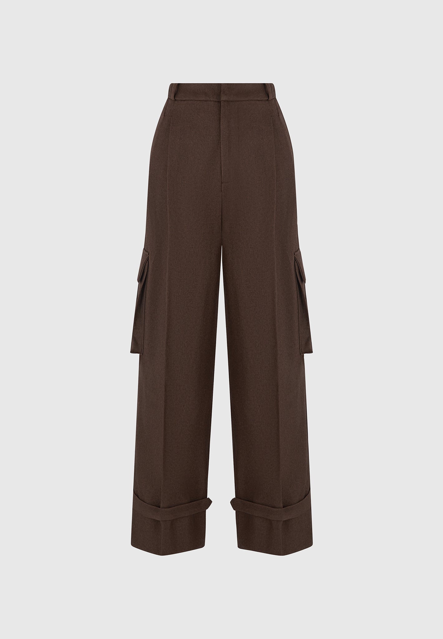 danielle-tailored-pleated-cargo-trousers-brown