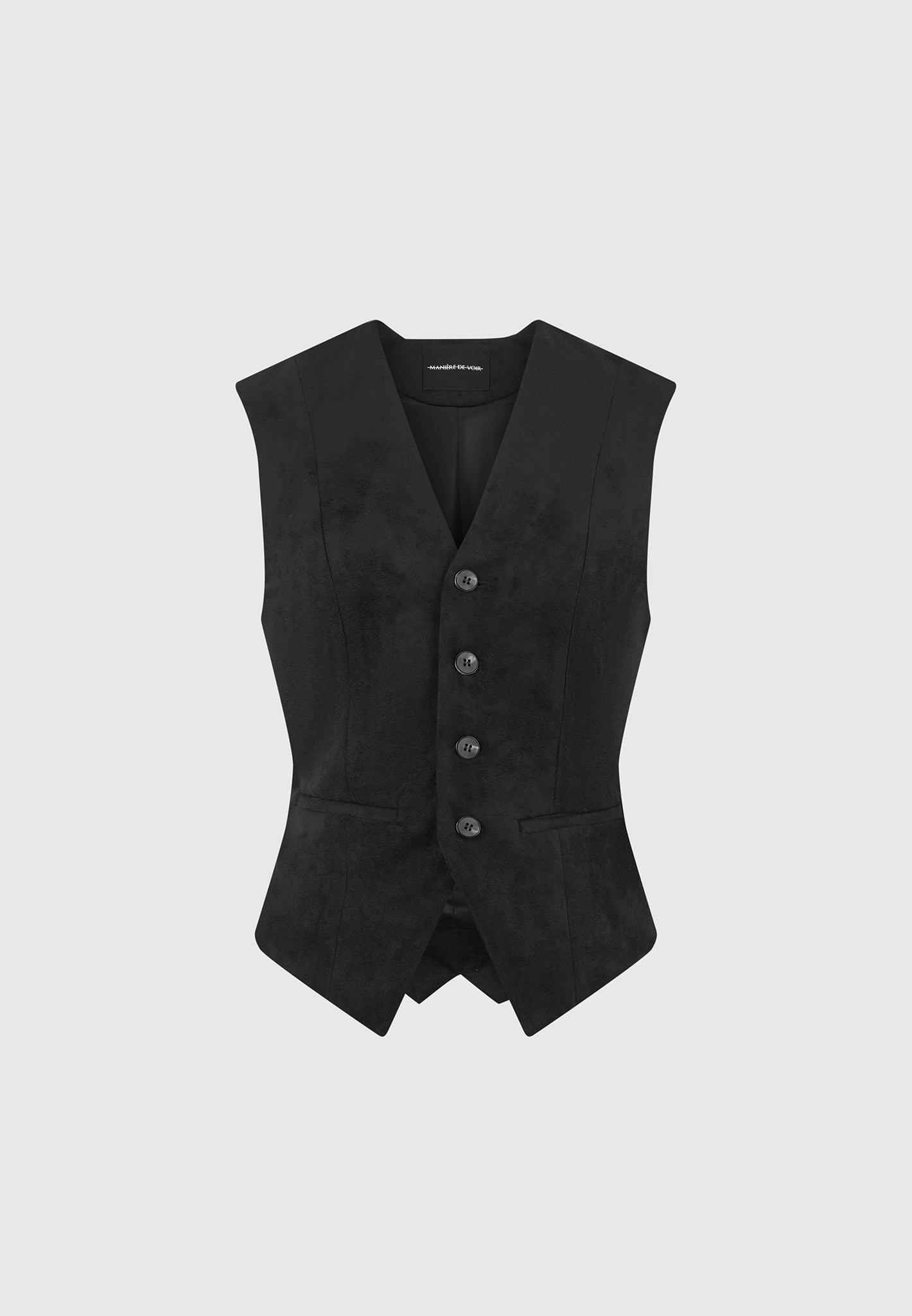 Christine - Suede Cinch Waistcoat - Black