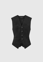 Christine - Suede Cinch Waistcoat - Black