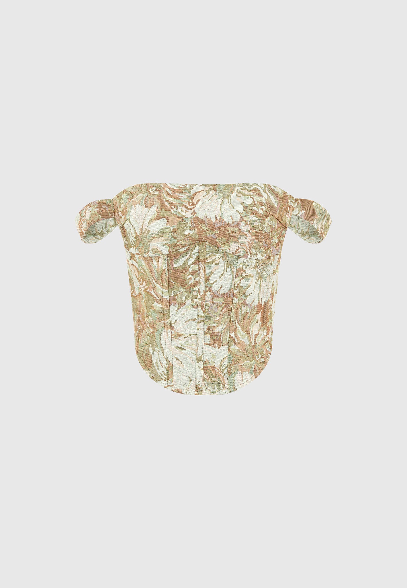 Bonnie - Jacquard Bardot Corset Top - Sage