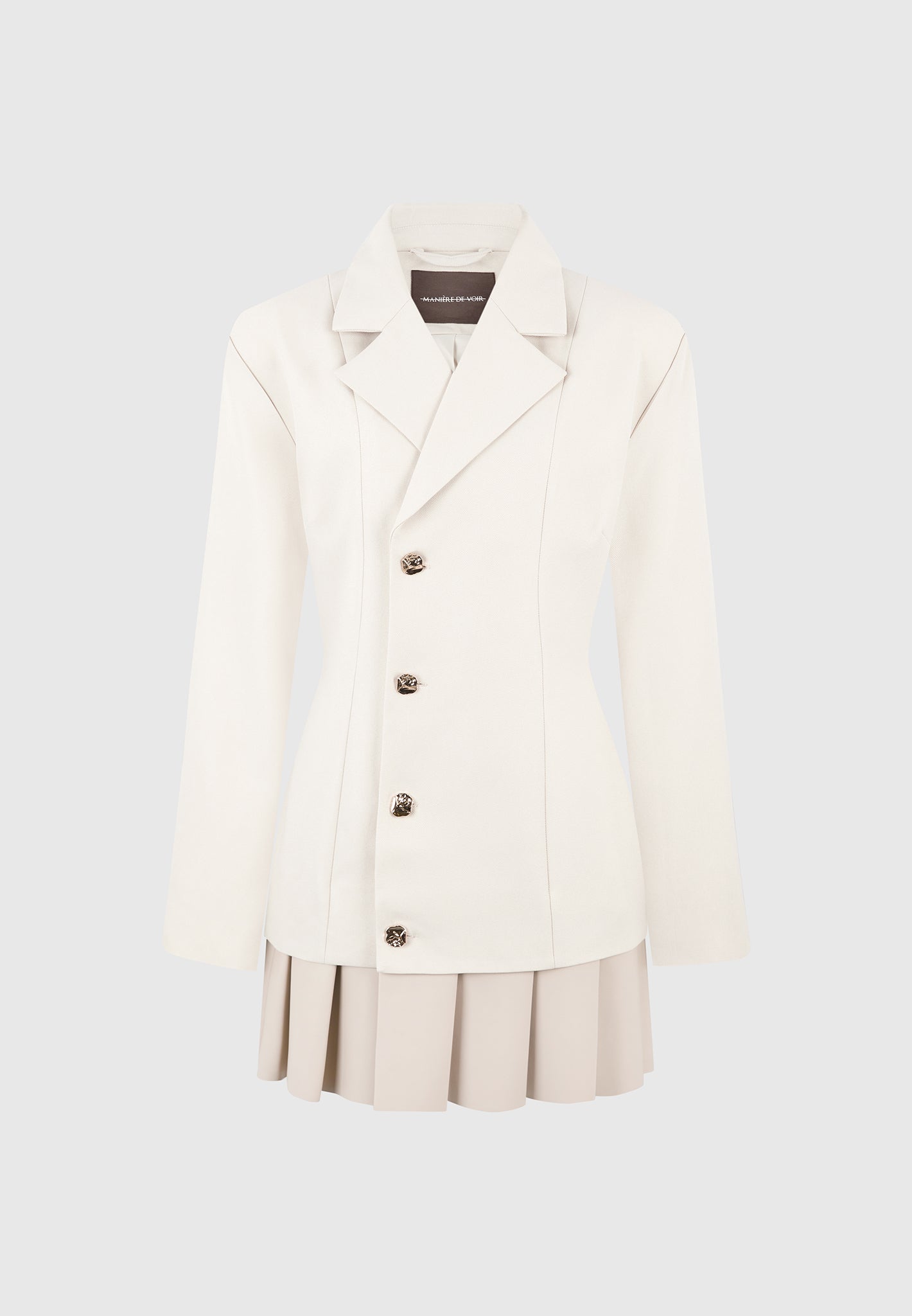 tailored-cinch-blazer-dress-with-pleats-beige