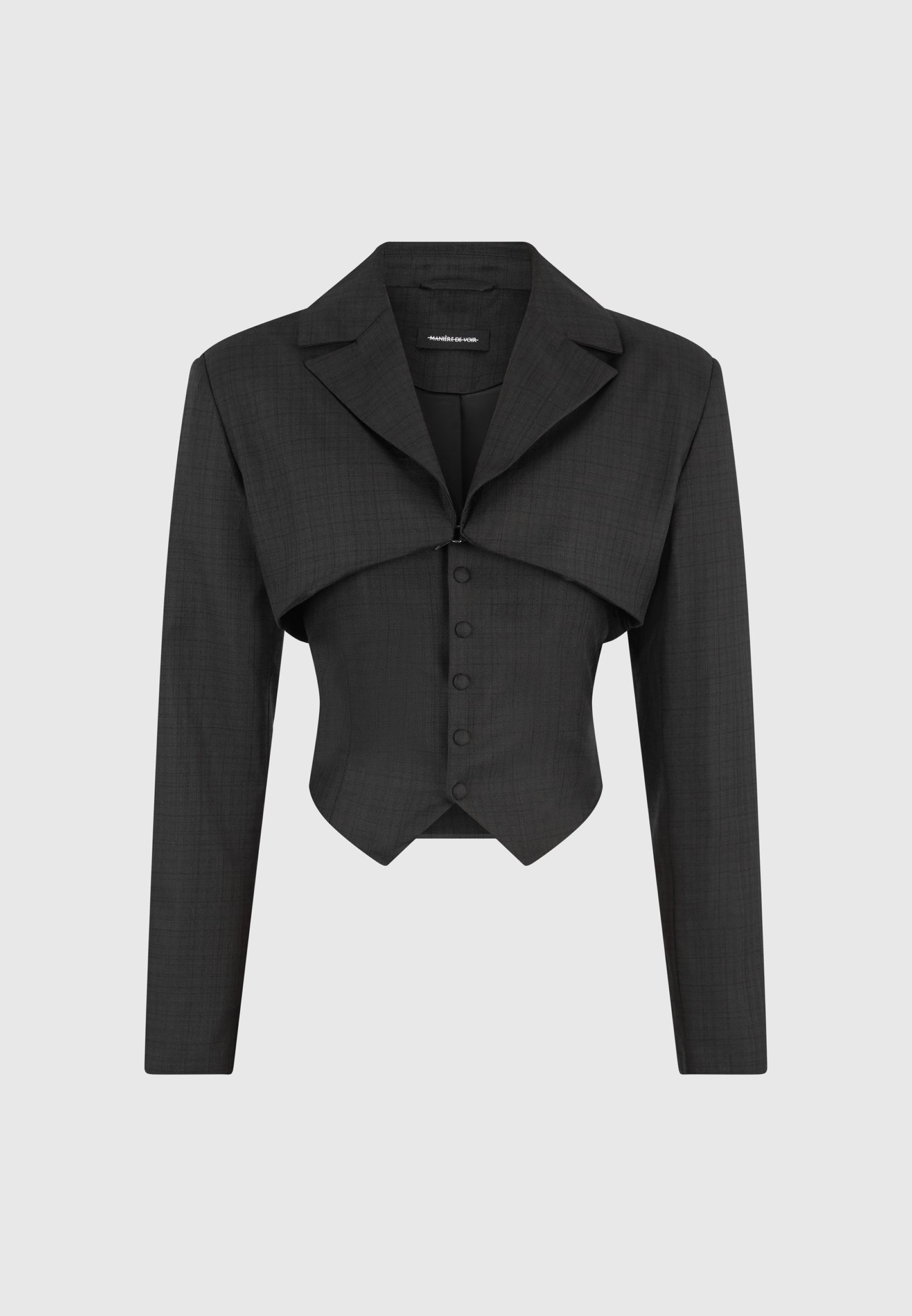 Lise - Cropped Tailored Blazer & Button Detail Bandeau - Black