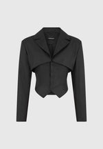 Lise - Cropped Tailored Blazer & Button Detail Bandeau - Black