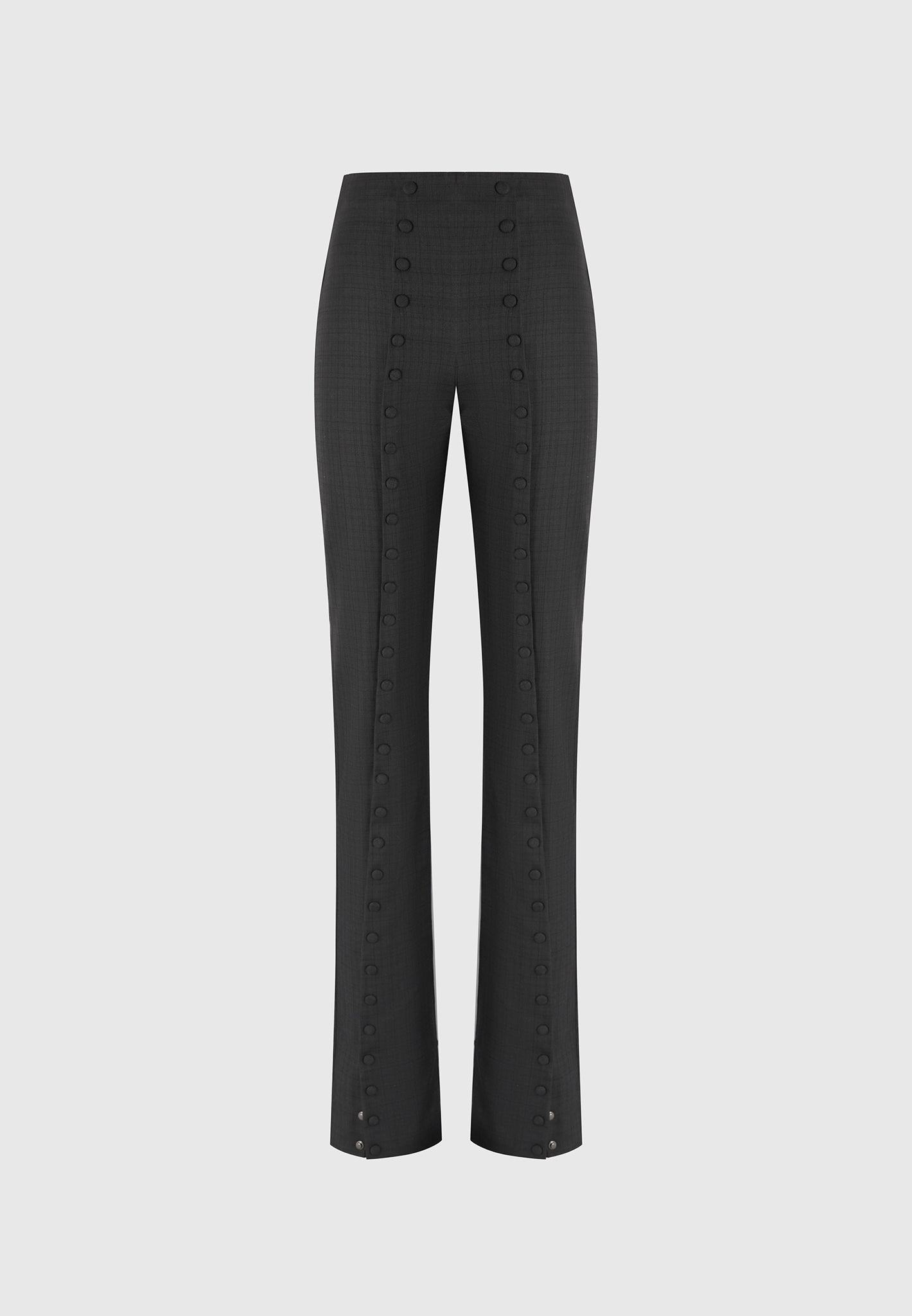 Therese - Tailored Button Detail Trousers - Black