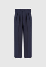 Pierre - Relaxed Fit Pleated Tailored Trousers - Navy