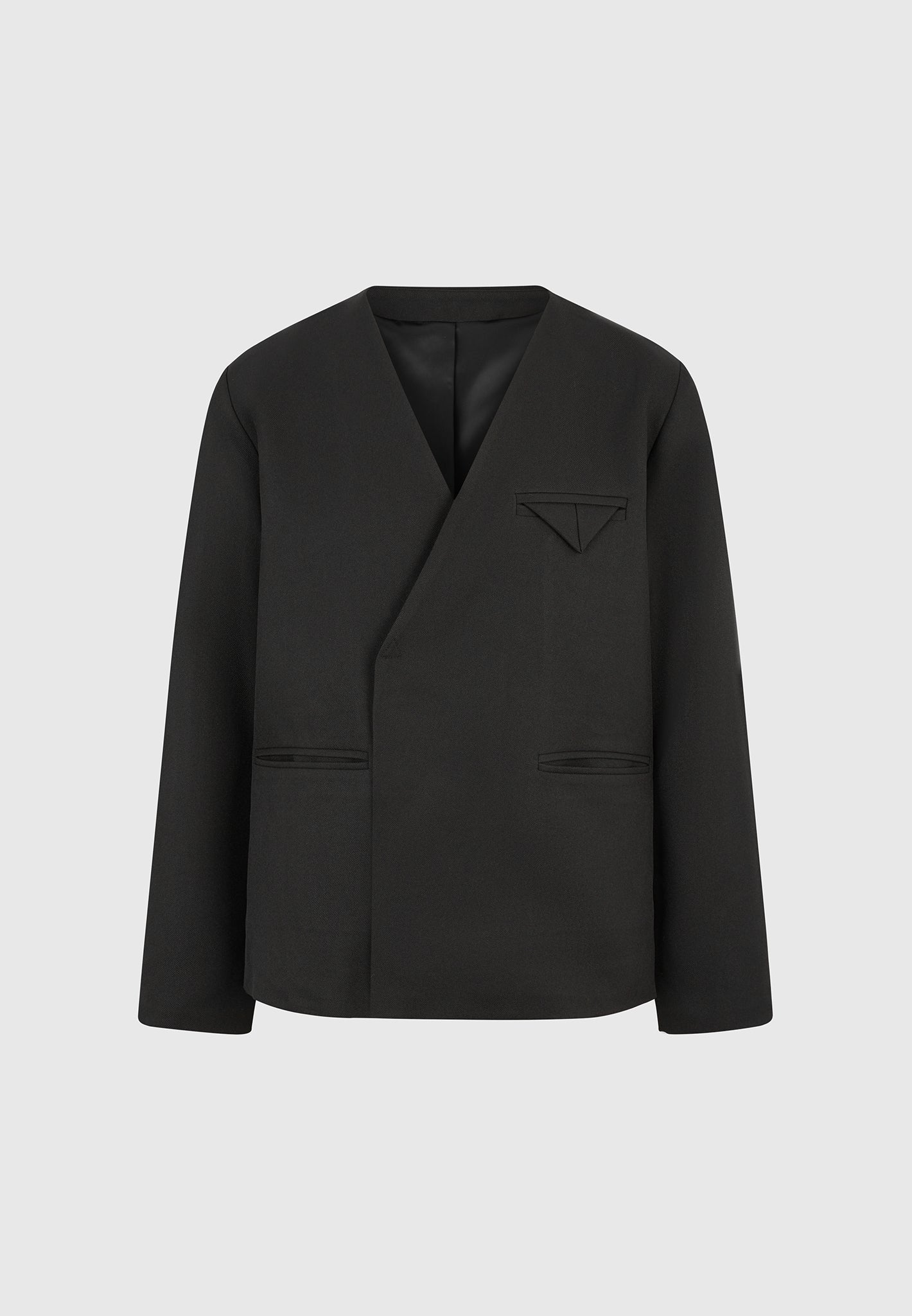 colin-collarless-double-breasted-minimal-blazer-black
